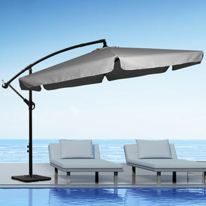 Mountview 3M Cantilever Umbrella Outdoor Grey With Base-1973193992527024135