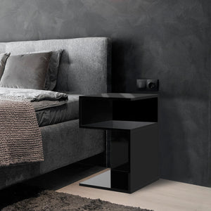 Levede 1xBedside Tables Drawers Side Black-1973193984444600327