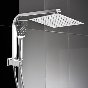 High Pressure Shower Head Set Rain Square Silver-1975420467527421959