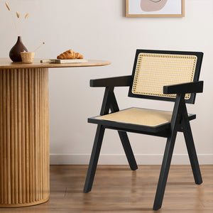 Levede 8x Black Wicker Armchair Dining Chair-1996005481000341510