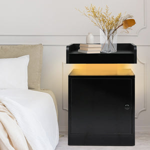 Levede Bedside Table USB Charger Outlet RGB Black-1996005371478675462