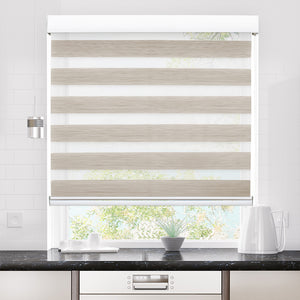 Marlow Blackout Zebra Roller Blind Curtains 90x210 Beige-1973194066401300487