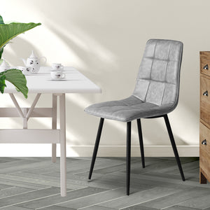 Levede 4x Dining Chairs Kitchen Chair Grey Faux Leather-1973194074773131271