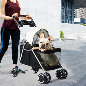 PaWz Large Pet Stroller Dog Cat Carrier Black-1973193718810939399