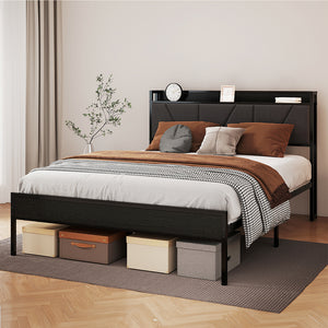 Levede Queen Bed Frame Steel Base with Headboard Grey-1996005522347790336