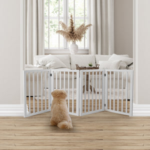 Wooden Pet Gate Dog Fence Retractable White 600x 3MM-1973193643191832583