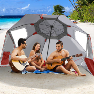 Mountview Beach Umbrella Outdoor Umbrellas Red 2.33M-1973193757788606471