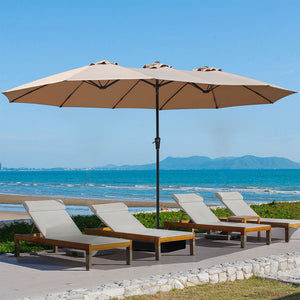 Centra 4.5M Double-sided Patio Umbrella Outdoor Umbrella Base Stand Khaki-1996005404668203015