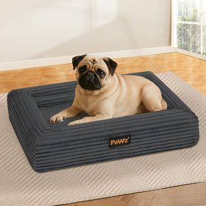 Pawz M Size Orthopedic Dog Bed with Corduroy Removable Cover Waterproof Washable Grey-1996005463711420423