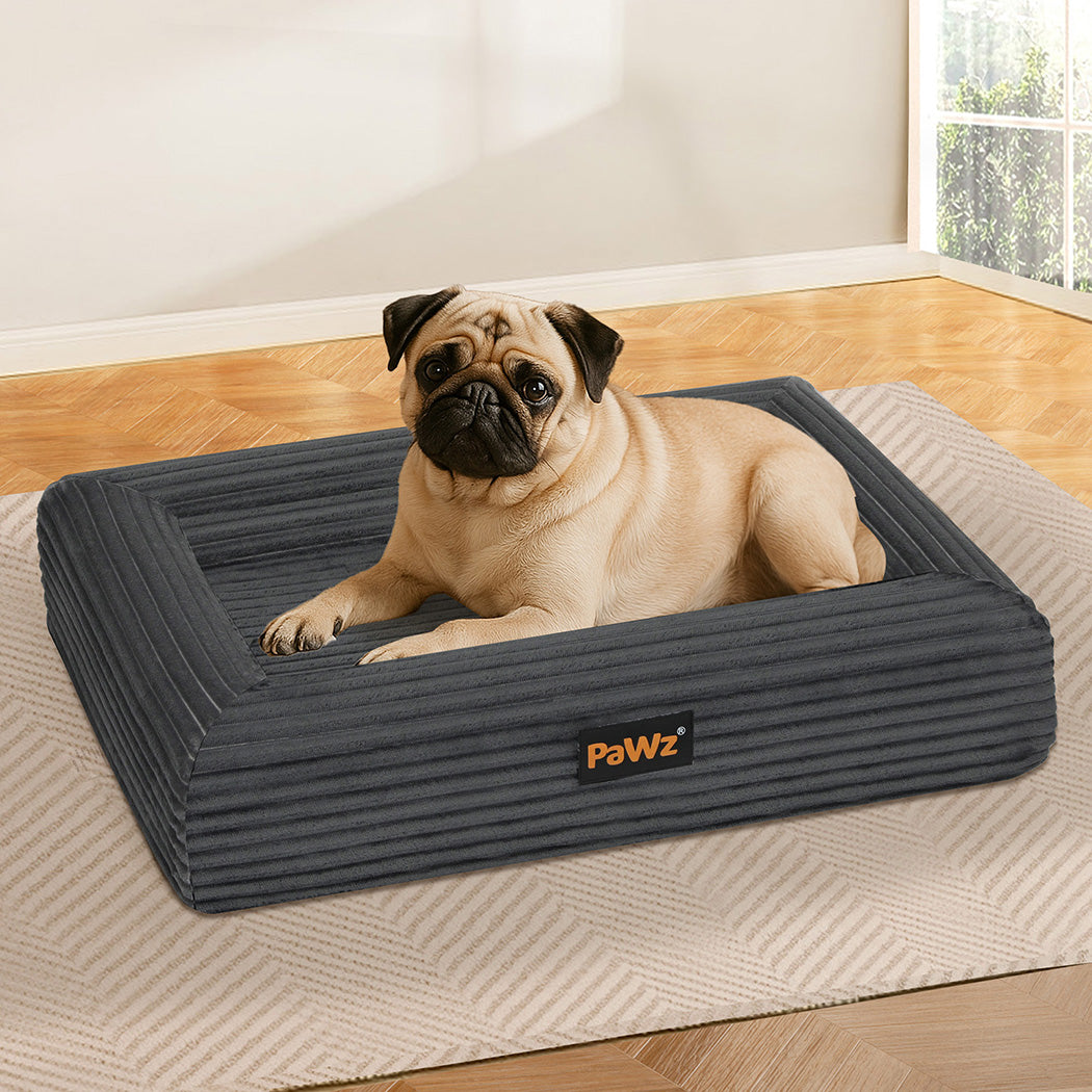 pawz-m-size-orthopedic-dog-bed-with-corduroy-removable-cover-waterproof-washable-grey-1996005463711420423