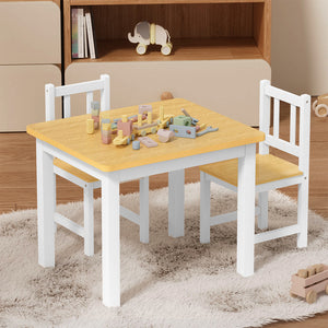 Bopeep Kids Table and Chairs Set Wooden 3PCS Study Play-1996005451644407815