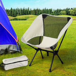 Camping Chair Folding Outdoor Portable Medium Beige-1973193998172557319