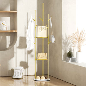 Levede Coat Rack Clothes Stand 8 Hook Organizer Gold-1973193820849967111