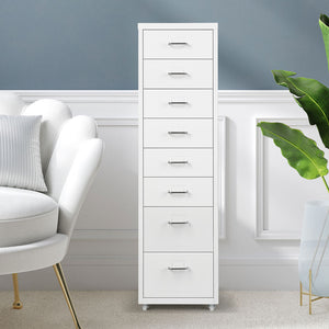 Levede Office Cabinet 8 Drawer Drawers White-1973193874033741830
