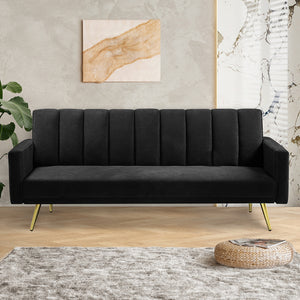 Levede Sofa Bed Convertible Velvet Lounge Recliner Couch Sleeper 3 Seater Black-1975420375357591559