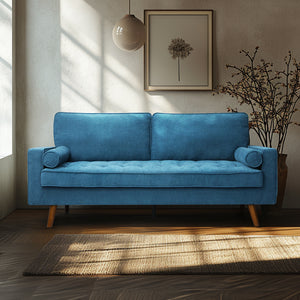 Levede Fabric Sofa Armchair 3 Seater Couch Blue 191cm Wide-1973193704135069703