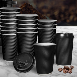 1000 Pcs 16oz Disposable Takeaway Coffee Black-1973194011602718727