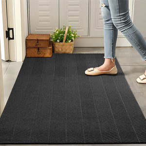 Marlow Extra Large Floor Rug Non Slip 90cm x 305cm Grey-1996005441758433287