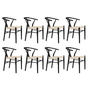 Levede 8x Dining Chairs Wooden Hans Black-1996005472267800576