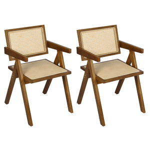 Levede 2x Walnut Wicker Armchair Dining Chair-1996005481205862400