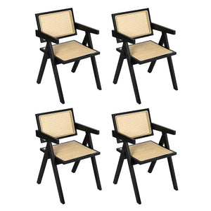 Levede 4x Black Wicker Armchair Dining Chair-1996005480513802240