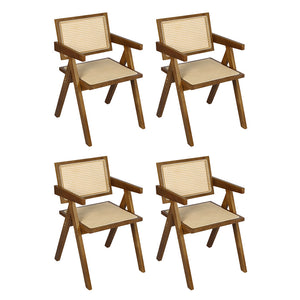 Levede 4x Walnut Wicker Armchair Dining Chair-1996005481407188992
