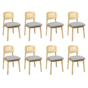 Levede Dining Chair Wood Rattan Armless Natural x8-1996005488046772224