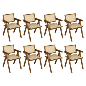 Levede 8x Walnut Wicker Armchair Dining Chair-1996005481822425088
