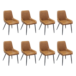 Dining Chairs x 8 Padded Seat PU Faux Leather-1996005485333057536