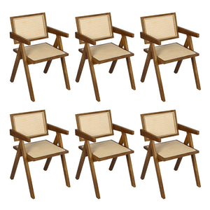 Levede 6x Walnut Wicker Armchair Dining Chair-1996005481621098496