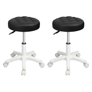 Levede 2x Rolling Bar Stool Swivel Salon SPA Chair Black-1996005584192802816