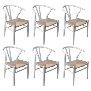 Levede 6x Dining Chairs Wooden Hans White-1996005472645287936