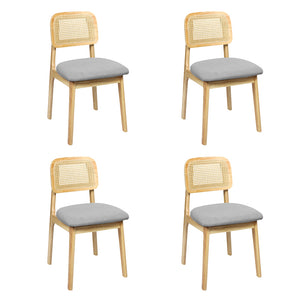 Levede Dining Chair Wood Rattan Armless Natural x4-1996005487698644992