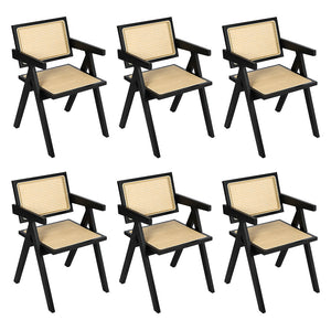 Levede 6x Black Wicker Armchair Dining Chair-1996005480731906048
