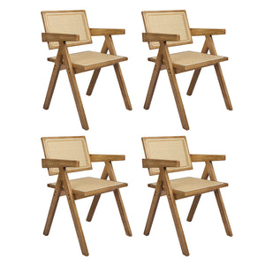 Levede 4x Dining Chair Solid Wood Rattan-1996005479674941440