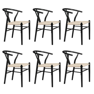 Levede 6x Dining Chairs Wooden Hans Black-1996005472083251200