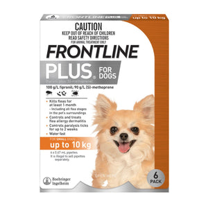 Frontline Plus Dog 0-10kg Orange Small 6pk-1996005510159142912