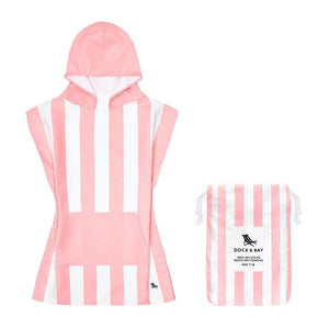 Dock & Bay KIDS Poncho Hooded Towel -Mini Cabana Collection-Malibu Pink M (7-10yrs)-1973193418091925504