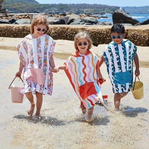 Dock & Bay KIDS Poncho Hooded Towel - Squiggle Face M (7-10yrs)-1973193419522183171