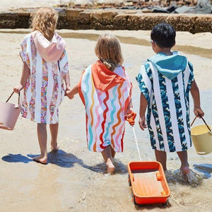 Dock & Bay KIDS Poncho Hooded Towel - Squiggle Face M (7-10yrs)-1973193419522183172