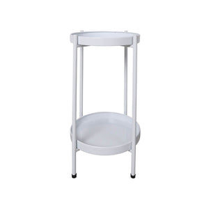 Levede 2 Tiers Plant Stand Metal Flower White Medium-1973193776063188992