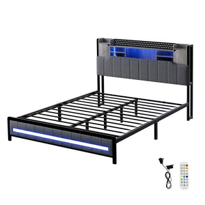 Levede Queen Bed Frame with Storage Headboard RGB LED-1996005429959856128