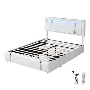 Levede Double Bed Frame With Adjustable Headboard White-1996005424842805248