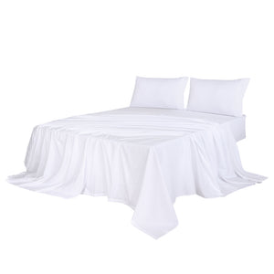 Dreamz 4pcs Queen Size 100% Bamboo Bed Sheet Set in White Colour-1973194027218112512