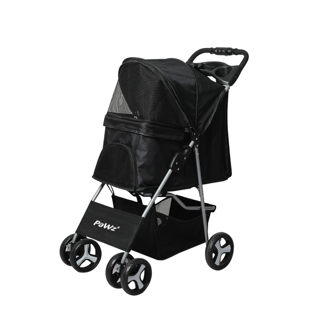 pawz-4-wheels-pet-stroller-dog-cat-cage-black-1973193718240514048