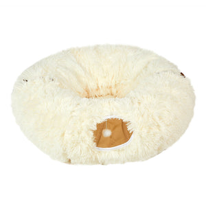 Pawz Cat Tunnel Foldable Fluffy Plush Play Tube Beige-1996005432715513856
