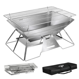 Levede Portable Folding BBQ Charcoal Grill Silver-1996005436452638720