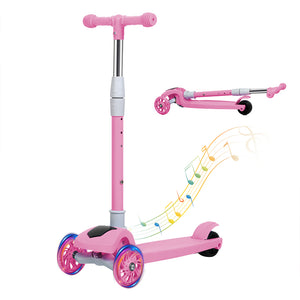 Bopeep Foldable Kids Scooter LED Music Pink-1996005547266150400