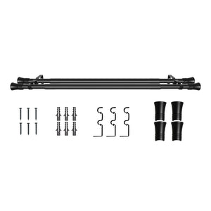 Marlow Black Double Curtain Rod Steel Pole Pommel Set Extendable Adjustable-1996005376243404800