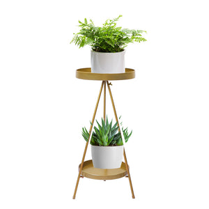 Levede Plant Stand 2 Tiers Outdoor Indoor Gold Medium-1973193778000957440